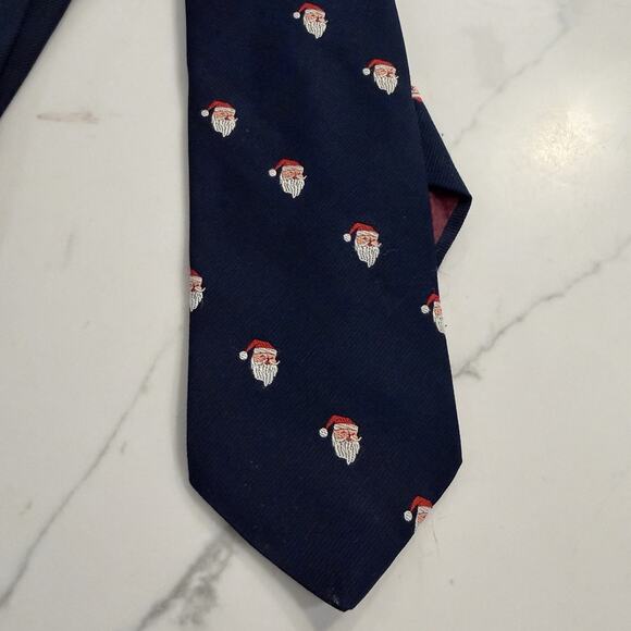 Vintage John Franks Holiday Christmas Tie Santa Navy Blue Red White Mens - Picture 2 of 7